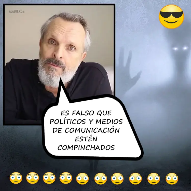 Miguel Bosé con barba blanca dice: es falso que políticos y medios de comunicación estén compinchados.